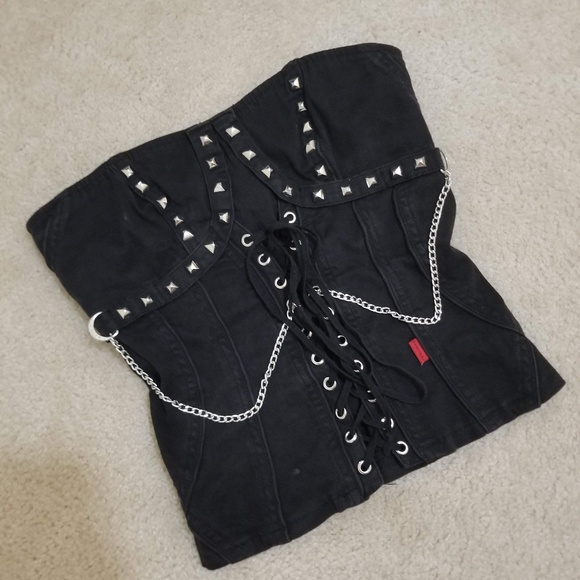 Tripp nyc Tops - TRIPP NYC Strapless Studded Chain Corset